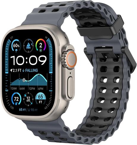 Ocean Band Compatible with Apple Watch Ultra 2/Ultra 49mm,S10 46mm,9/8/7 45mm,SE2/SE/6/5/4 44mm,3/2/1 42mm, Adjustable Silicone Band Breathable Sport Strap for Men Women in Saudi Arabia