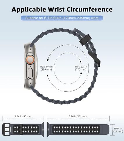 Ocean Band Compatible with Apple Watch Ultra 2/Ultra 49mm,S10 46mm,9/8/7 45mm,SE2/SE/6/5/4 44mm,3/2/1 42mm, Adjustable Silicone Band Breathable Sport Strap for Men Women in Saudi Arabia