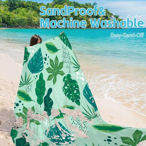 Beach Blanket Waterproof Sandproof Oversized Extra 110" * 118"/ 9 * 10 Ft Sand Free Beach Mat with Stakes, Storage Bag - Essentials for Outdoor Beach, Picnic,Quick Drying Durable in Saudi Arabia
