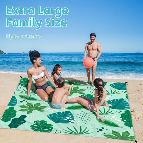 Beach Blanket Waterproof Sandproof Oversized Extra 110" * 118"/ 9 * 10 Ft Sand Free Beach Mat with Stakes, Storage Bag - Essentials for Outdoor Beach, Picnic,Quick Drying Durable in Saudi Arabia