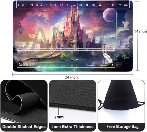 Lorcana Playmats Compatible TCG 24x14 Inches Gaming Mat, Non-Slip Rubber with Zones Play Mat and Free Storage Bag (DIS45) in Saudi Arabia