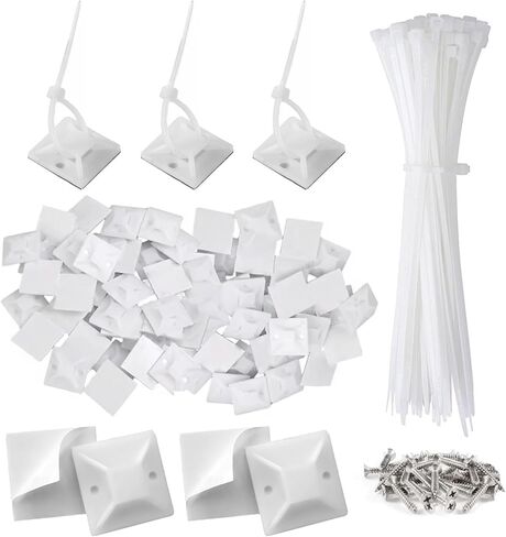 صبعات الرمز البري الأبيض ، 100 مجموعة 3/4 بوصة مقصورة Zip التعادل مع البراغي ، 8 "Zip Zip Zip sturdy 8" ، إدارة مقاطع الكابلات ، حاملي الأسلاك اللاصقة لحاملي المنظمات الأسلاك in Kuwait