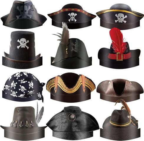48 Pcs Halloween Pirate Hat Pirate Party Accessories for Kids Paper Pirate Costume Cap Skull Party Hat for Caribbean Fancy Dress Cosplay Decorations in Saudi Arabia