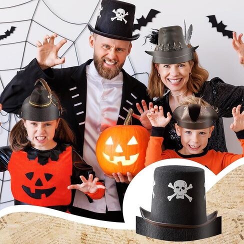 48 Pcs Halloween Pirate Hat Pirate Party Accessories for Kids Paper Pirate Costume Cap Skull Party Hat for Caribbean Fancy Dress Cosplay Decorations in Saudi Arabia