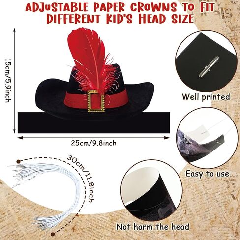 48 Pcs Halloween Pirate Hat Pirate Party Accessories for Kids Paper Pirate Costume Cap Skull Party Hat for Caribbean Fancy Dress Cosplay Decorations in Saudi Arabia