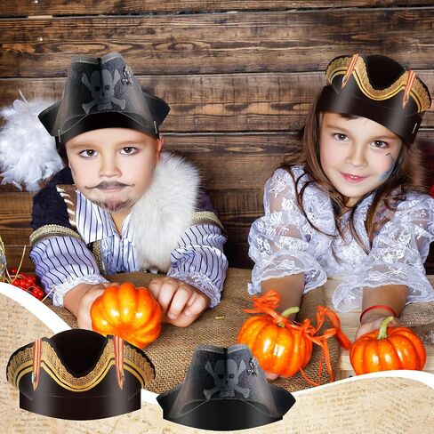 48 Pcs Halloween Pirate Hat Pirate Party Accessories for Kids Paper Pirate Costume Cap Skull Party Hat for Caribbean Fancy Dress Cosplay Decorations in Saudi Arabia