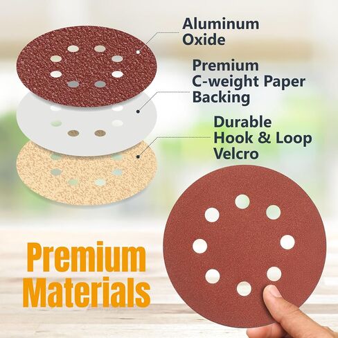 POWERTEC 45201, 105PK, 6 Inch 6 Hole Hook and Loop Sanding Discs, Assorted Grits 40, 60, 80, 120, 180, 240, 320, Sandpaper for Random Orbital Sander, Air Sander, Pneumatic Sander, Dual Action Sander in Saudi Arabia