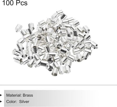 MECCANIXITY 100Pcs Cord End Caps 11mm End Cap Barrel Beads Kumihimo 7mm Dia End Caps Brass for Leather Cord, Tassels, Jewelry Making, Gold in Saudi Arabia