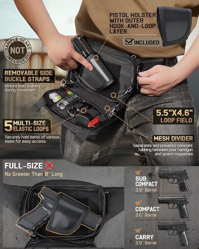 RXW Tactical Concealed Carry Fanny Pack,CCW Fanny Pack for Men Women | Waist Bag, Hip Bag, Compact Belt Bag for Hiking Daily, EDC Waist Pack, Adjustable Up to 60" Waist in Saudi Arabia
