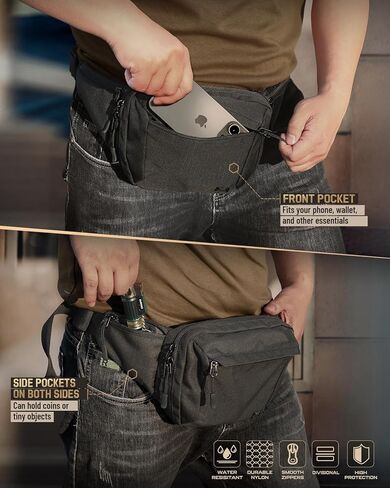 RXW Tactical Concealed Carry Fanny Pack,CCW Fanny Pack for Men Women | Waist Bag, Hip Bag, Compact Belt Bag for Hiking Daily, EDC Waist Pack, Adjustable Up to 60" Waist in Saudi Arabia
