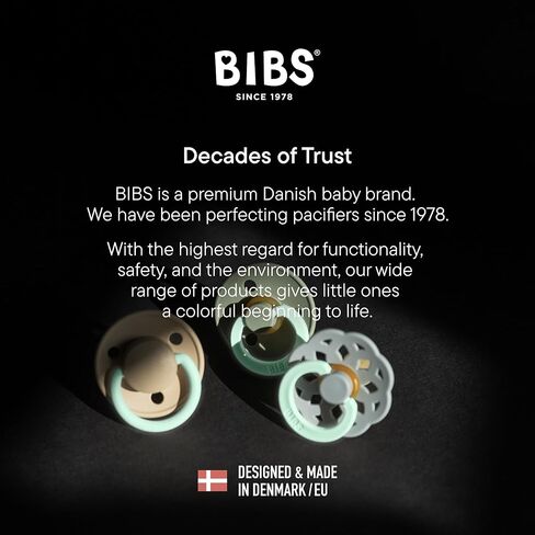 BIBS Colour Soother 4-Pack | BPA Free Dummy Pacifier | Round Nipple | Natural Rubber Latex | Made in Denmark | Size 6-18 Months | Petrol Glow Mix in Saudi Arabia
