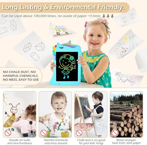 جهاز كمبيوتر لوحي للكتابة LCD من جيسونويل - لوحة رسم لوحة خربش للأطفال الصغار لعبة رسم ألعاب تعليمية تعليمية هدية عيد الميلاد 2 3 4 5 6 7 8 سنوات من البنات والأولاد (وحيد القرن الأرجواني) in Kuwait