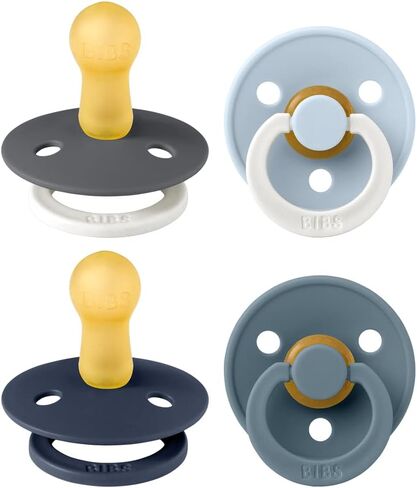 BIBS Colour Soother 4-Pack | BPA Free Dummy Pacifier | Round Nipple | Natural Rubber Latex | Made in Denmark | Size 6-18 Months | Petrol Glow Mix in Saudi Arabia