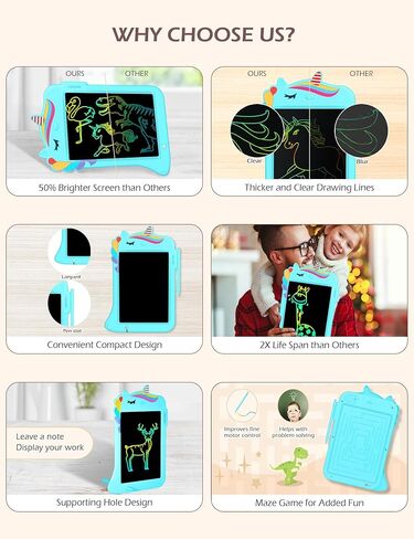 جهاز كمبيوتر لوحي للكتابة LCD من جيسونويل - لوحة رسم لوحة خربش للأطفال الصغار لعبة رسم ألعاب تعليمية تعليمية هدية عيد الميلاد 2 3 4 5 6 7 8 سنوات من البنات والأولاد (وحيد القرن الأرجواني) in Kuwait