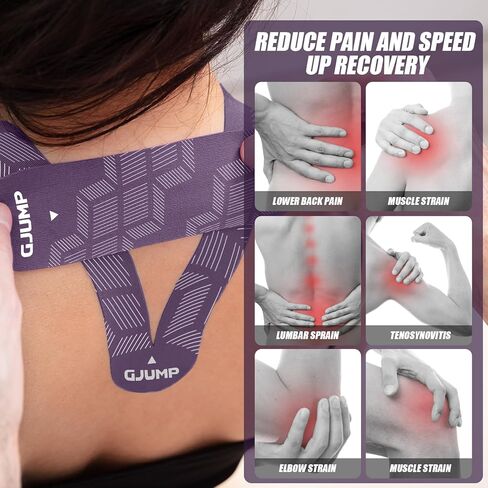 Kinesiology Tape, Original Cotton Elastic Athletic Tape for Muscle Strain Relief & Joint Support, 40 Count Precut Strips 2 Rolls, Waterproof & Breathable Sports Tape for Support and Recovery in Kuwait