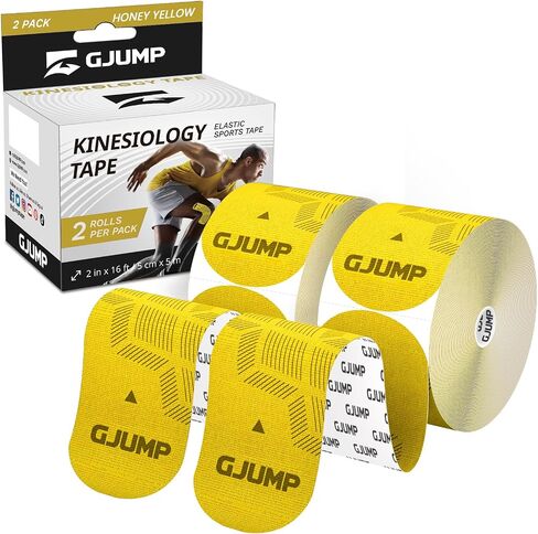 Kinesiology Tape, Original Cotton Elastic Athletic Tape for Muscle Strain Relief & Joint Support, 40 Count Precut Strips 2 Rolls, Waterproof & Breathable Sports Tape for Support and Recovery in Kuwait
