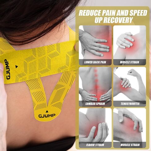 Kinesiology Tape, Original Cotton Elastic Athletic Tape for Muscle Strain Relief & Joint Support, 40 Count Precut Strips 2 Rolls, Waterproof & Breathable Sports Tape for Support and Recovery in Kuwait