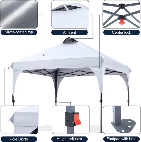 COOSHADE Pop Up Canopy Tent,Easy Setup Instant Sun Protection Beach Shelter,Portable Sports Cool Cabana(Sky Blue) in Kuwait