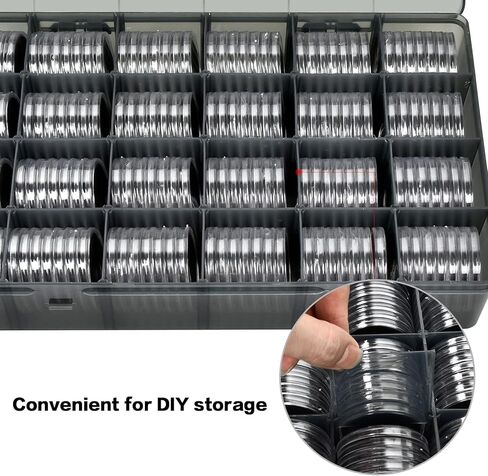 168 قطعة كبسولات عملات معدنية مقاس 46 مم مع حشية إسفنجية وصندوق منظم تخزين بلاستيكي، 6 مقاسات (20/25/27/30/38/46 مم) حامل حقيبة تجميع العملات المعدنية لمستلزمات جمع العملات المعدنية in Kuwait