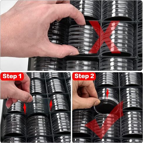 168 قطعة كبسولات عملات معدنية مقاس 46 مم مع حشية إسفنجية وصندوق منظم تخزين بلاستيكي، 6 مقاسات (20/25/27/30/38/46 مم) حامل حقيبة تجميع العملات المعدنية لمستلزمات جمع العملات المعدنية in Kuwait