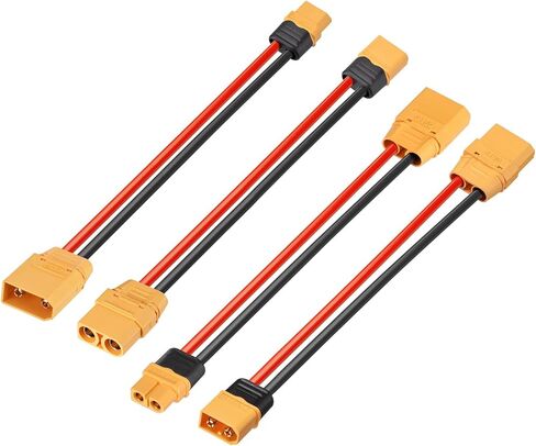 محول ELFCULB XT60 إلى XT90 4 قطع 12AWG XT60 أنثى إلى XT90 كابل موصل ذكر لطائرة RC Lipo بدون طيار (6 بوصات) in Kuwait