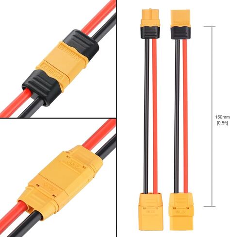 محول ELFCULB XT60 إلى XT90 4 قطع 12AWG XT60 أنثى إلى XT90 كابل موصل ذكر لطائرة RC Lipo بدون طيار (6 بوصات) in Kuwait