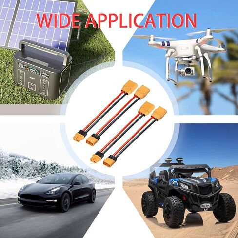 محول ELFCULB XT60 إلى XT90 4 قطع 12AWG XT60 أنثى إلى XT90 كابل موصل ذكر لطائرة RC Lipo بدون طيار (6 بوصات) in Kuwait