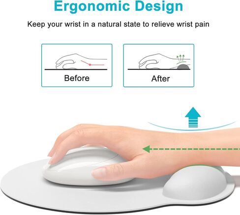 Ergonomic Mouse Pad with Wrist Rest Support, Memory Foam Computer Mouse Pads for Wireless Mouse, Cut Gaming Mouse Mat with Non-Slip Base, Pain Relief Mousepad for Laptop Desk Work Women, Blue in Kuwait