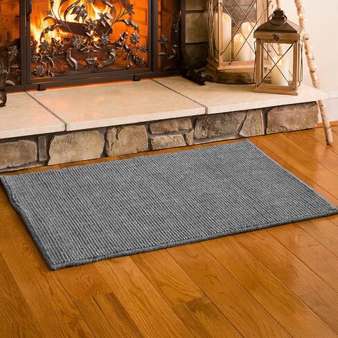 Plough & Hearth Dalton 2x3'6" سجادة موقد مقاومة للحريق | شوكولاتة | سجادة مدفأة من مزيج الصوف | حماية ديكور المنزل من الخشب الصلب والسجاد من الشرر والجمر موقد الخشب in Kuwait