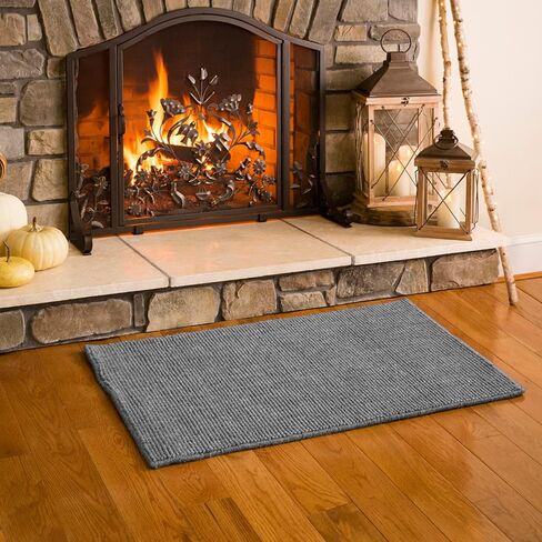 Plough & Hearth Dalton 2x3'6" سجادة موقد مقاومة للحريق | شوكولاتة | سجادة مدفأة من مزيج الصوف | حماية ديكور المنزل من الخشب الصلب والسجاد من الشرر والجمر موقد الخشب in Kuwait
