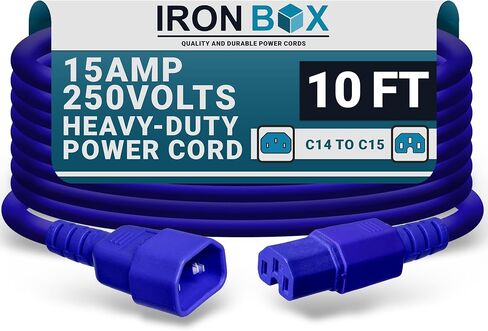 Ironbox Electric C14 to C15 سلك الطاقة - 15A/250V ، 14/3 AWG SJT - سلك ثقيل - UL ملحق كابل الطاقة IEC مدرج - كابلات الطائر للكمبيوتر ، الخادم ، سطح المكتب ، مكبر صوت وأكثر (3 أقدام ، أحمر) in Kuwait