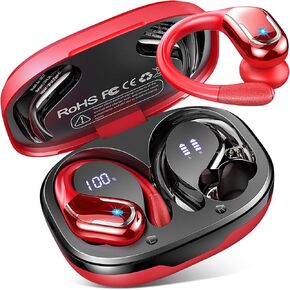 Wireless Earbuds Sport, Bluetooth 5.4 Headphones 2025 Bluetooth Earbuds with 75Hrs Stereo, 4 ENC Mic, Over-Ear Buds with Earhooks Noise Canceling Earphones , IP7 Waterproof Headset for Workout/Running