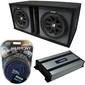 Harmony Audio Universal Car Stereo Paintable Ported Dual 12" Kicker Bundle Comp C12 Sub Box Enclosure & Harmony HA-A800.1 Amp