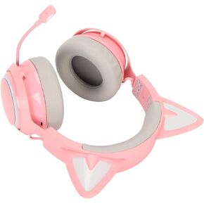 Gaming Headset, 50mm HD Speaker Unit 120 Degree Rotatable Microphone 7 RGB Light Wireless Gaming Headphones 1500mAh for Laptops for Movie (Pink)