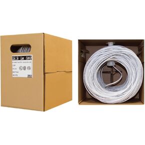 CableWholesale 1000 Foot Bulk Cat5e Riser (CMR) Ethernet Cable, 24 AWG, 350 Mhz, ETL Listed 4 Pair Stranded Bare Copper, Unshielded Twisted Pair(UTP) with Pull Box, White