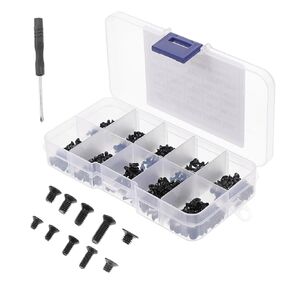 Angoily 1Set Carbon Steel Computer Screws with Flat Head Caps Series Assortment with Cross Screwdriver Countersunk Design for Neat Installations and Storage Box for Easy