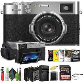 الكاميرا الرقمية Fujifilm X100VI (Silver) (16821822) + 64 جيجابايت بطاقة + Card Reader + NP-W126 Battery + Charger + Corel Photo Softwar