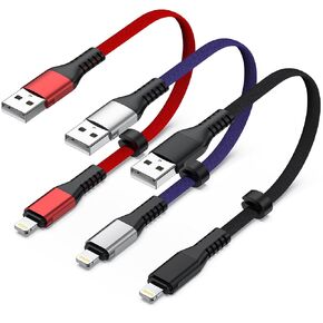 Short iPhone Charger Cord 1FT, 3Pack – USB A to Lightning iPhone Cord for Car, Supports Apple CarPlay & Data Transfer, Compatible with i Phone 14/13/12/11 Pro Max XR XS X 8 7 6 Plus