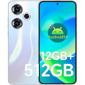 X19 Pro Unlocked Phones, 12GB+512GB Cell Phone, Snapdragon 888,6.8'FHD Screen, 108MP+48MP Camera Unlocked Smartphone, Long Battery Life 4050mAh, Android 14,Dual-SIM/5G/GPS (White)
