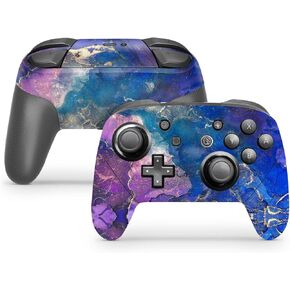 ZOOMHITSKINS Glitter Switch Pro Controller Skin, Compatible for Switch Controller Skin, Midnight Marble Purple Blue Gold Dark Navy, 3M Vinyl Cover, Durable & Fit, Easy to Install, Made in The USA