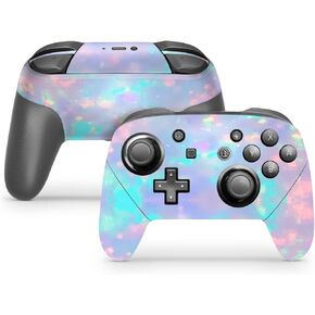 ZOOMHITSKINS Glitter Switch Pro Controller Skin, Compatible for Switch Controller Skin, Blue Pink Galaxy Sky Cosmos Universe Stars, 3M Vinyl Cover, Durable & Fit, Easy to Install, Made in The USA