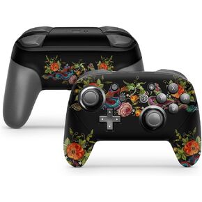 ZOOMHITSKINS Glitter Switch Pro Controller Skin, Compatible for Switch Controller Skin, Embroidery Dragon Lung Oriental Art China, 3M Vinyl Cover, Durable & Fit, Easy to Install, Made in The USA