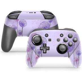 ZOOMHITSKINS Glitter Switch Pro Controller Skin, Compatible for Switch Controller Skin, Fields Spring Lilas Flowers Lavender Pastel, 3M Vinyl Cover, Durable & Fit, Easy to Install, Made in The USA