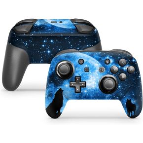ZOOMHITSKINS Glitter Switch Pro Controller Skin, Compatible for Switch Controller Skin, Wolf Pack Blue Sky Star Moon Timber Beast, 3M Vinyl Cover, Durable & Fit, Easy to Install, Made in The USA