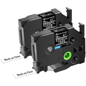 2 Pack Compatible for Ptouch STE-141 ST141 ST-141 STE141 Black on Clear Electro-Chemical Etching Label Tape 18mm 3/4" Mobile Solution Stencil Tape for PT-D400 D600 P700 P750W P710BT