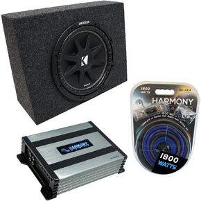 حزمة ركلة Audio Audio Audio متوافقة مع Universal Standard Cab Truck C10 Comp Single 10 "محملة مربع فرعي محملة مع Harmony HA-A400.1 مكبر للصوت