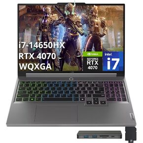 Lenovo Legion 5 16" WQXGA 165Hz Gaming Laptop, Intel i7-14650HX, 32GB DDR5, 1TB PCIe SSD, GeForce RTX 4070, RGB Backlit Keyboard, FHD Camera, Wi-Fi 6E, Windows 11 Pro, Gray, 256GB Docking Station Set
