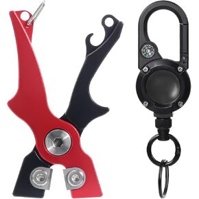 Portable Tungsten Fishing Line Cutter Fly Fishing Nippers with Retractors for Braid, Mono, Fluoro Lines Saltwater & Freshwater Fishing Accessories Mini Scissors Clipper Tool Black Red