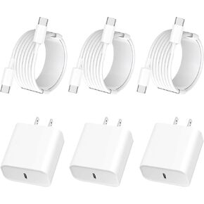 iPhone 16 15 Charger Fast Charging, [MFi Certified] 3Pack 20W USB C Wall Charger Fast Charging Block with 6.6FT Type C Cable Compatible with iPhone 16 Pro/16 Pro Max/15 Pro/iPad Pro/Air/Mini/iPad
