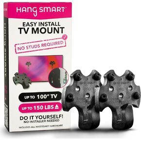 HangSmart TV® Wall Mount NO Stud - Original & Patented Easy Install, DIY for 19-100" TVs, Holds Up to 150LBS, Fits Most LED LCD Flat Screens & Monitors, Includes Hardware + Multipurpose Measuring Tape